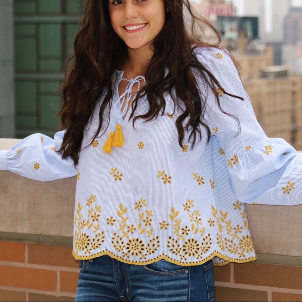 Blue and yellow top